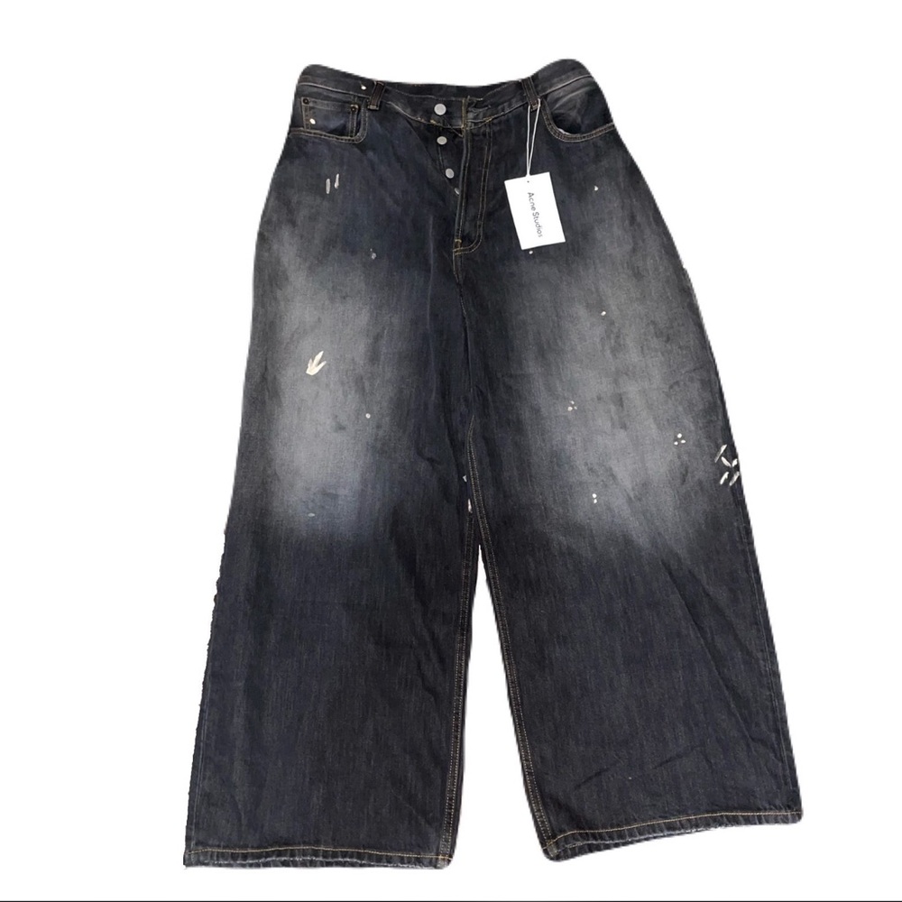 Acne Black Cargo Pants Relaxed Fit